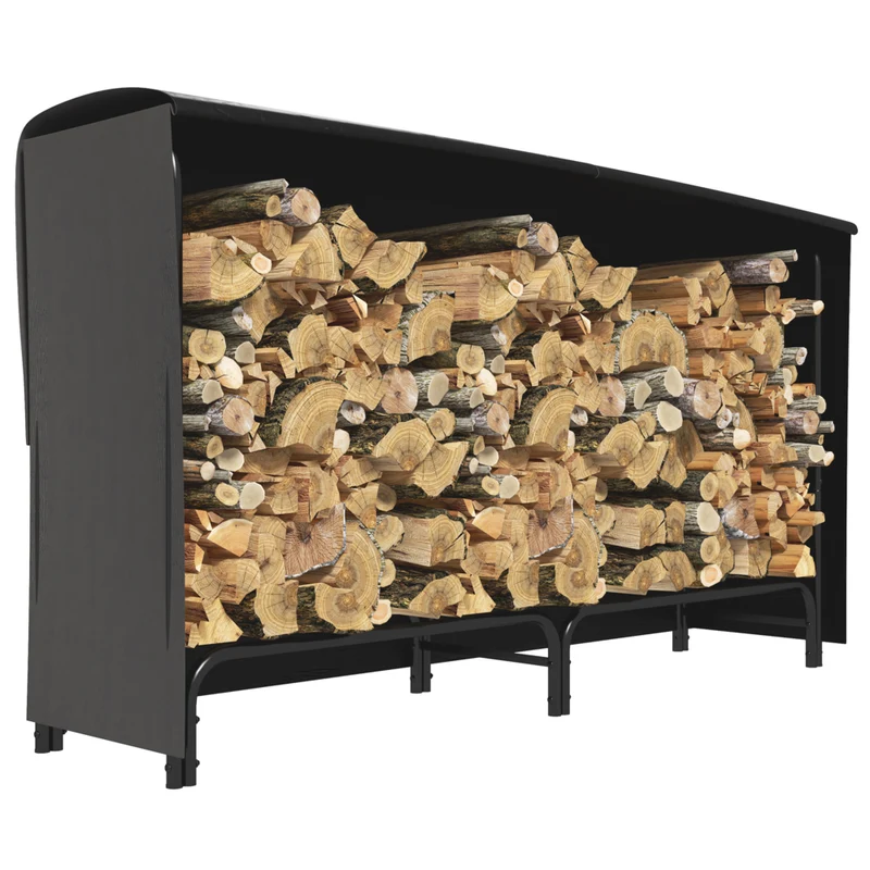 Outsunny 6 ft Firewood Rack with Cover Wood Storage Holder - Black