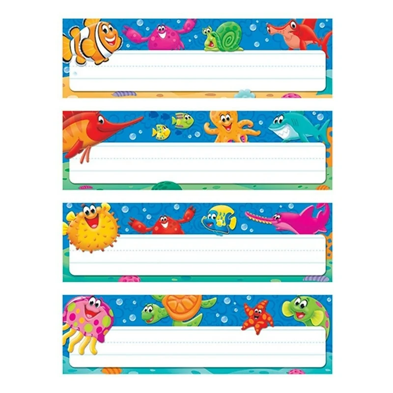 Trend Enterprises Desk Toppers Name Plates Variety Pack Sea Buddies, 192 Pack (T-69948)