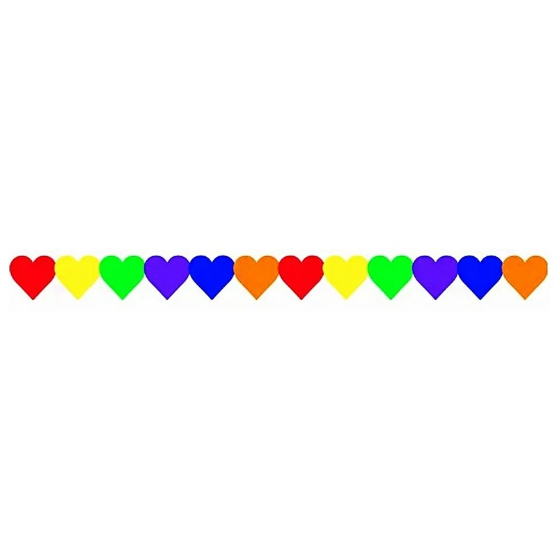 Hygloss 36' DieCut Classroom Border, Coloured Hearts, 72 Pack