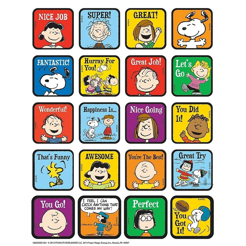Eureka Motivational Theme Sticker Peanuts, 1440 Pack (EU-655055)