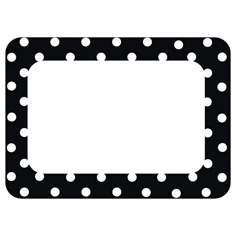 Teacher Created Resources - Porte-noms/étiquettes, 3 1/2 x 2 1/2, pois noirs 2, 36/paquet (TCR5538)