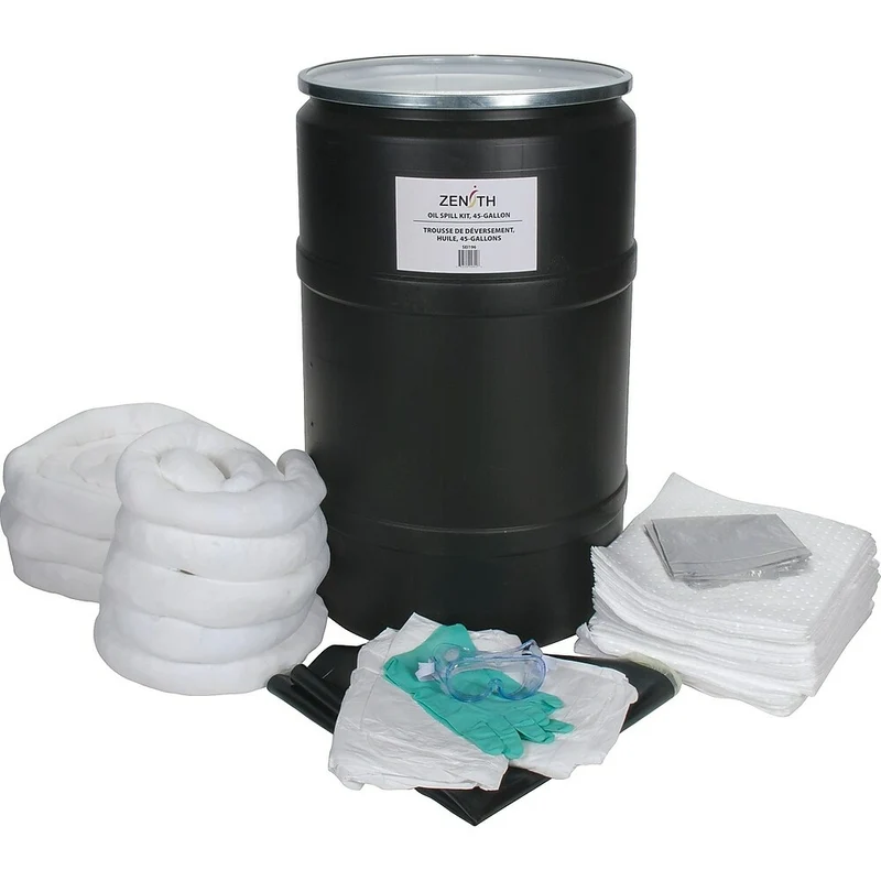 Zenith – Trousse de déversement pour huile, 55 gallons, avec baril en polyéthylène