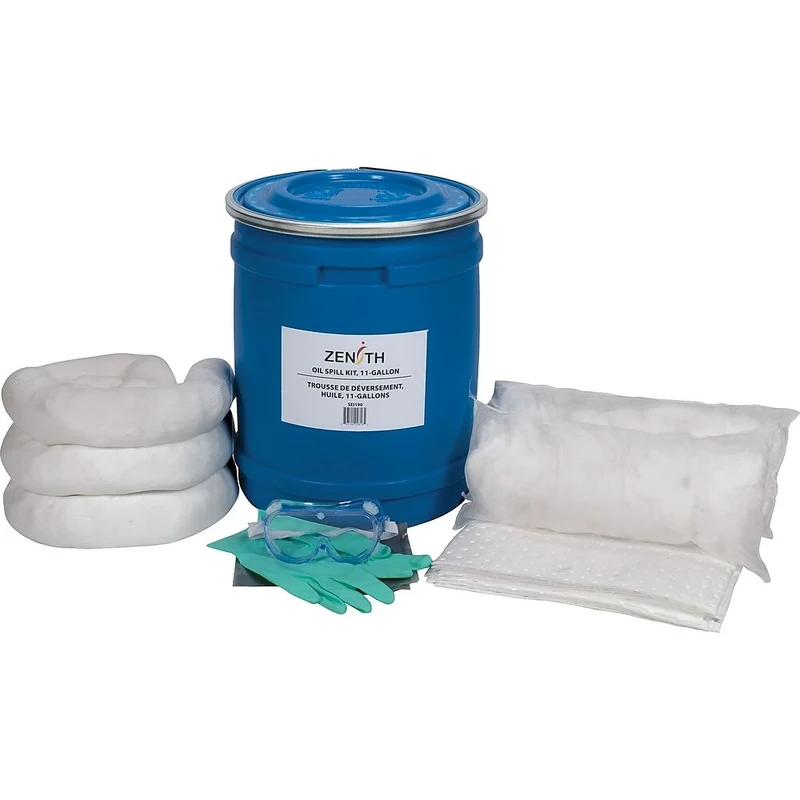 Zenith Safety - Trousses antidéversements 10 gallons, huile seulement, avec baril bleu