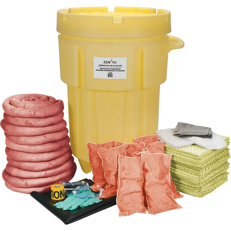 Zenith Safety 95-Gallon Shop Spill Kits, Hazmat, With Mobile Overpack Drum