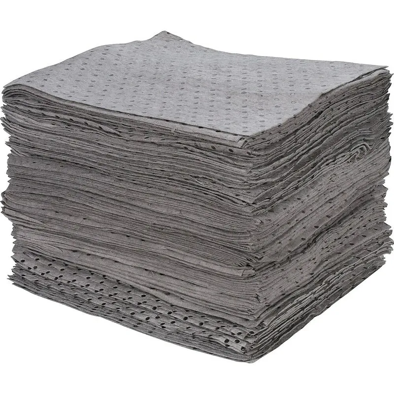 Zenith Safety Bonded Sorbent Pads, Universal, Light, 15" L x 17" W, 200 Pack