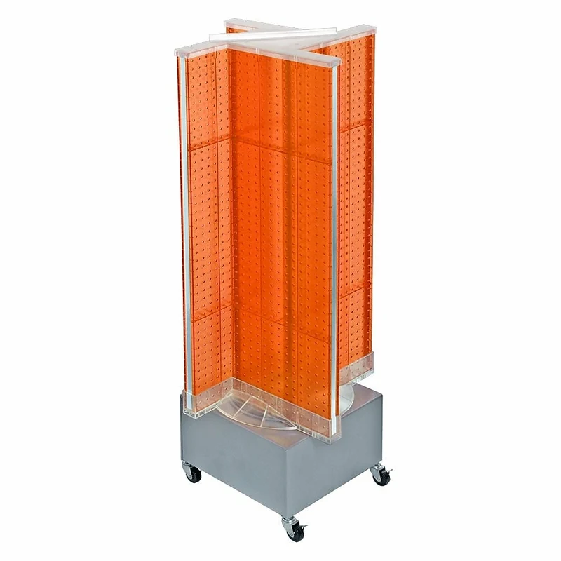 Azar Displays – Présentoir de plancher rotatif à panneaux perforés, 54 x 13,5 po, orange (700445-ORG)