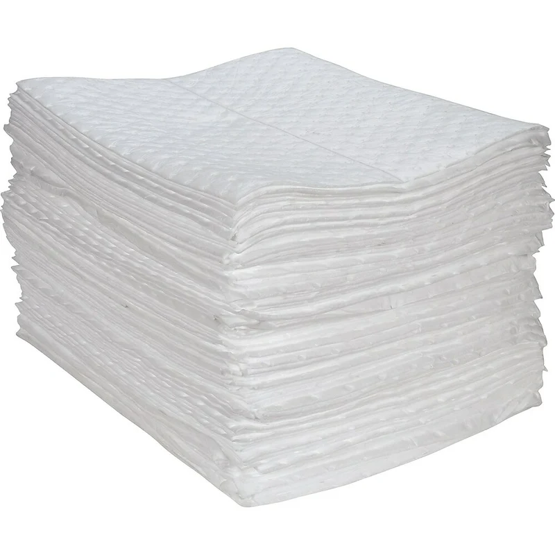 Zenith Safety Fine Fibre Sorbent Pads, Oil Only, Heavy, 15" L x 17" W, 100 Pack