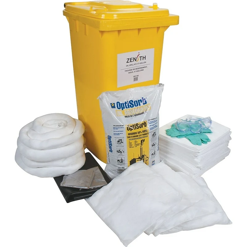 Zenith Safety – Trousses de déversement mobile, 63 gallons, huile seulement, avec contenant mobile