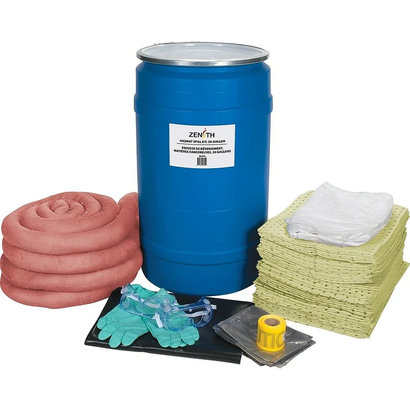 Zenith Safety – Trousses de déversement 30 gallons, matières dangereuses, avec baril en polyéthylène