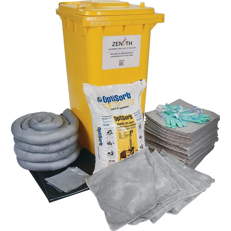 Zenith Safety – Trousses de déversement mobile, 63 gallons, universel, avec contenant mobile