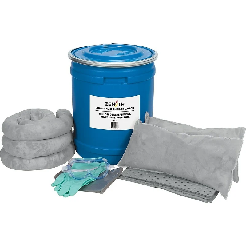Zenith Safety 10-Gallon Truck Spill Kits, Universal, With Blue Drum