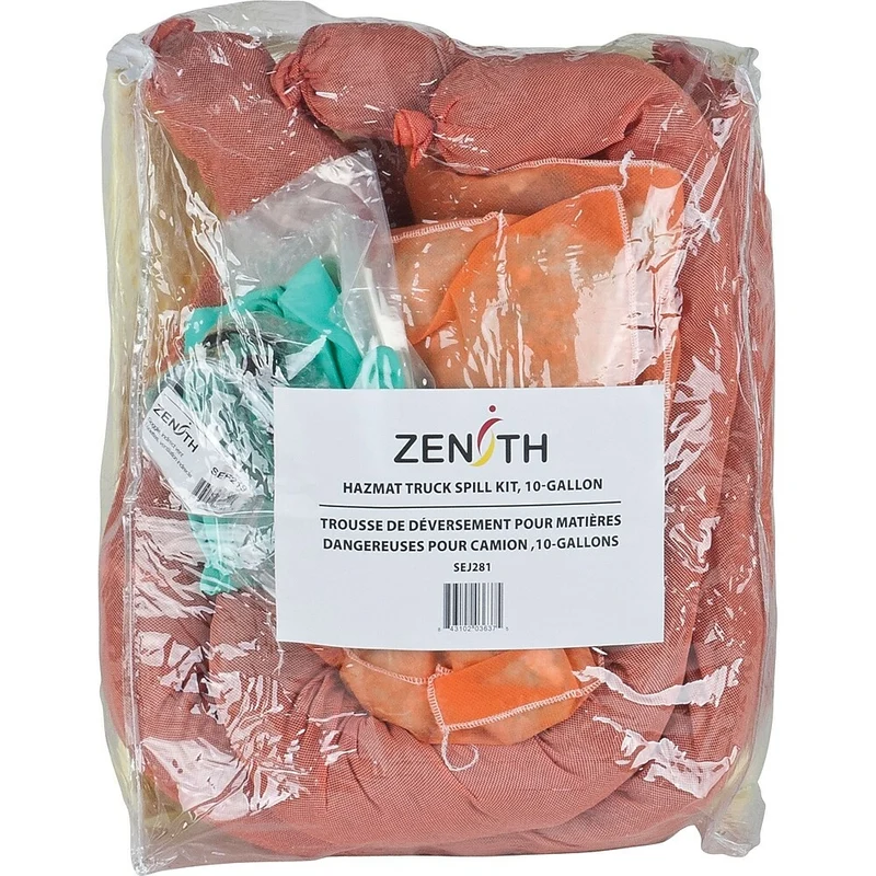 Zenith Safety – Trousse de déversements pour camion, 10 gallons, matières dangereuses, avec sac refermable