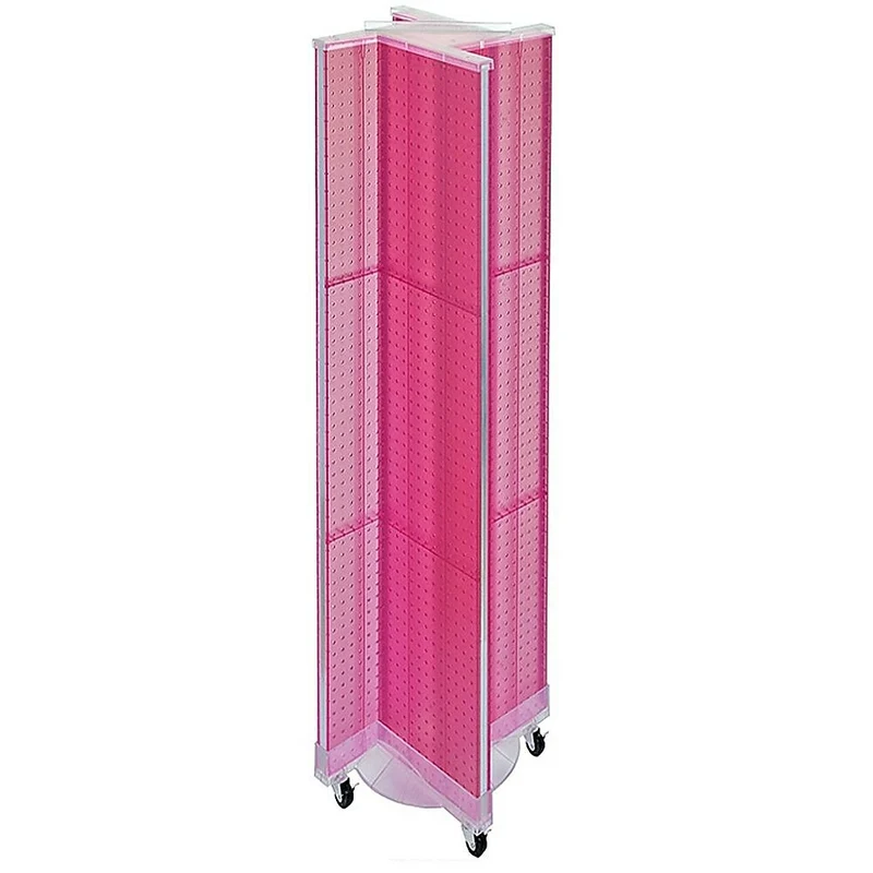 Azar Displays – Présentoir de plancher rotatif à panneau perforé en plastique, 13,5 x 60 po, rose (700461-PNK)