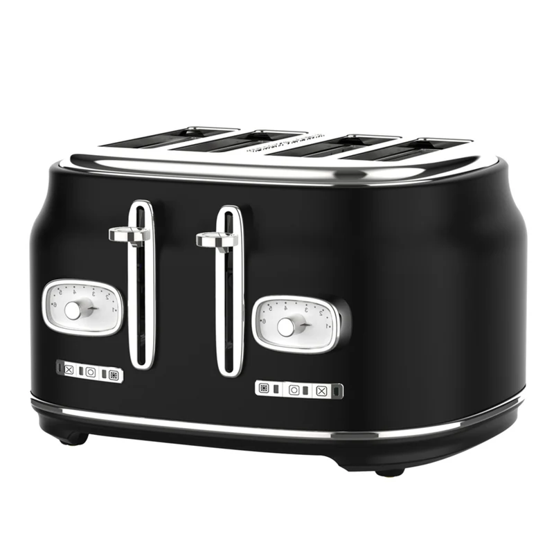 JS Gourmet Retro Collection 4-Slice Extra-Wide Slot Toaster - Black