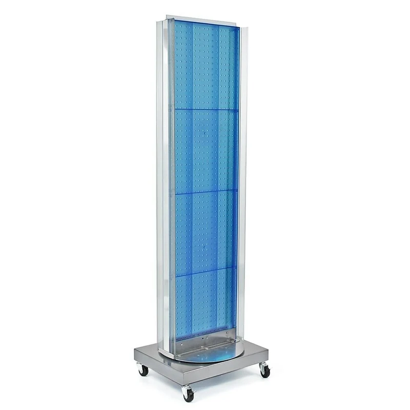 Azar Displays – Support de plancher avec panneau perforé, base rotative, 60 x 16 po, bleu (700258-BLU)