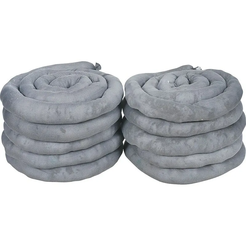 Zenith Safety Sorbents Socks, Universal, 120" L x 3" W, 40 Gallons, 10 Pack