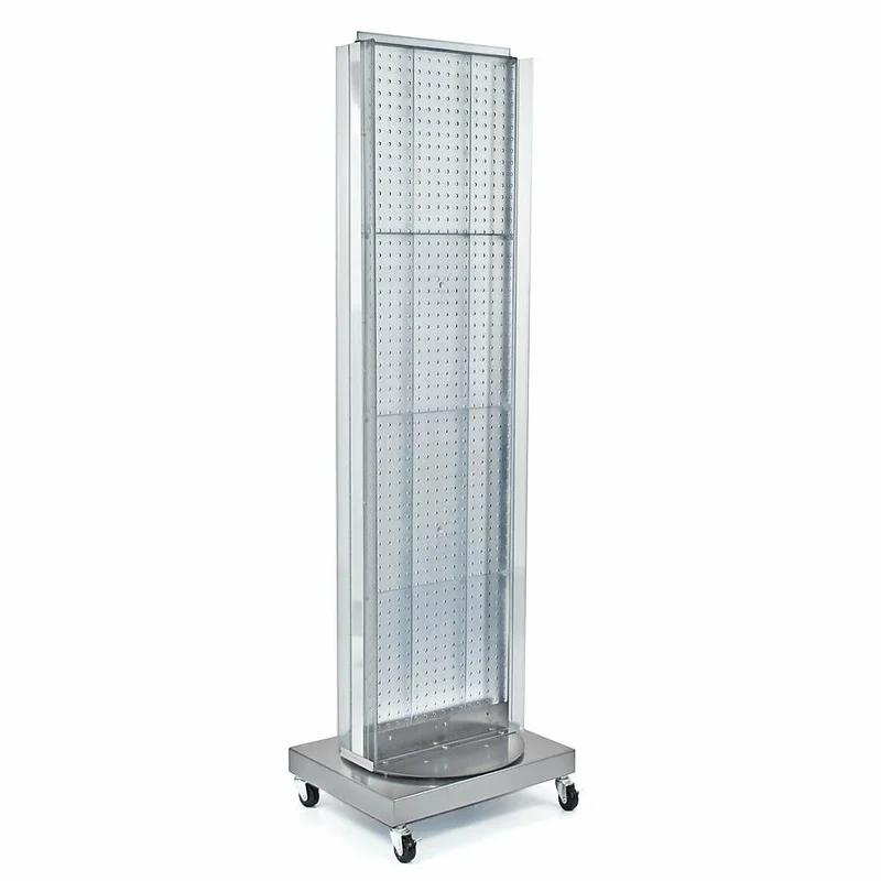 Azar Displays – Panneau perforé sur pied, base rotative, 60 x 16 po, transparent (700258-CLR)