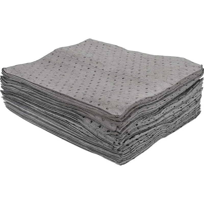 Zenith Safety Bonded Sorbent Pads, Universal, Light, 15" L x 17" W, 100 Pack