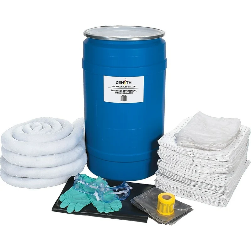 Zenith Safety – Trousses de déversement 30 gallons, huile seulement, avec baril en polyéthylène