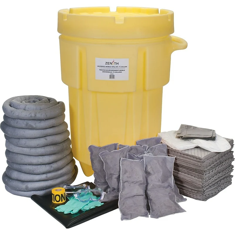Zenith Safety – Trousses en cas de déversement 95 gallons pour établi, universel, avec surconteneur mobile