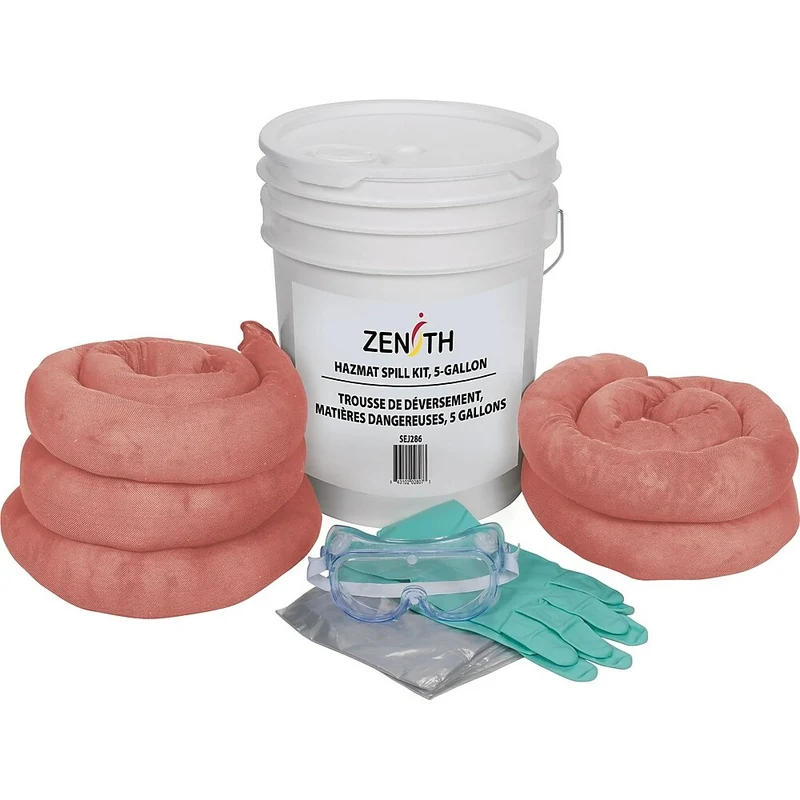 Zenith Safety - Trousses antidéversements 5 gallons, matières dangereuses, avec seau en polyéthylène