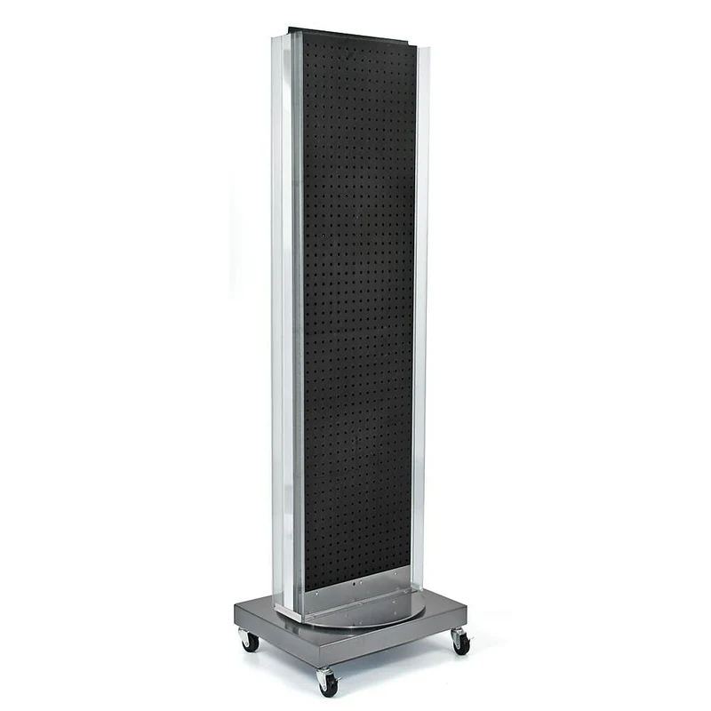 Azar Displays Pegboard Floor Stand, Revolving Base, 60" x 16", Black (700258-BLK)