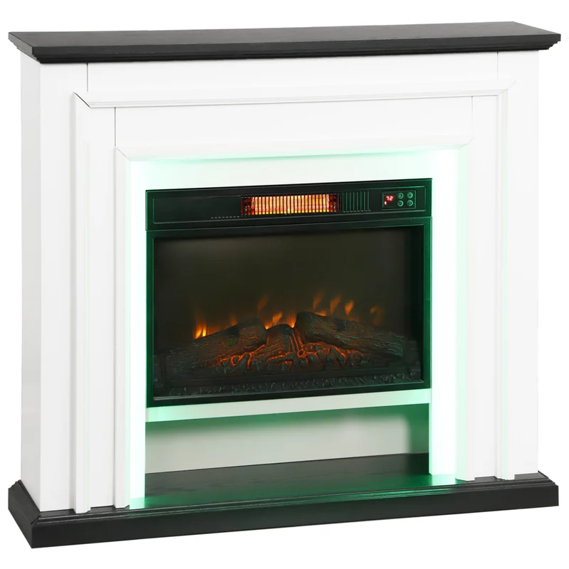 HOMCOM - Cheminée électrique 41 po avec manteau et effet de flamme 3d réglable - 1400 W - noir et blanc