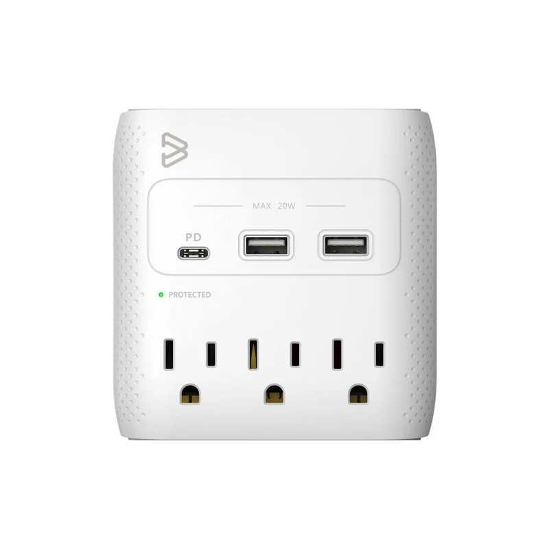 BlueDiamond - protecteur de surtension mural 3 prises + USB-C PD 20W + 2 × USB-A