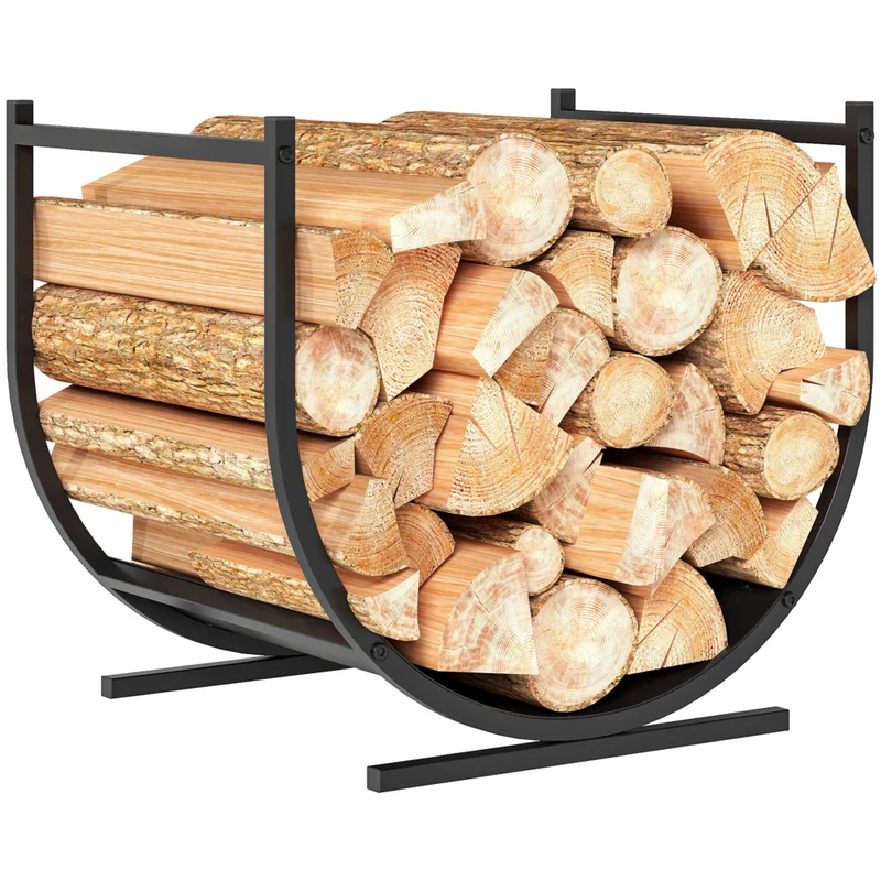 Outsunny Firewood Rack Outdoor - 17" Log Holder for Fireplace Storage
