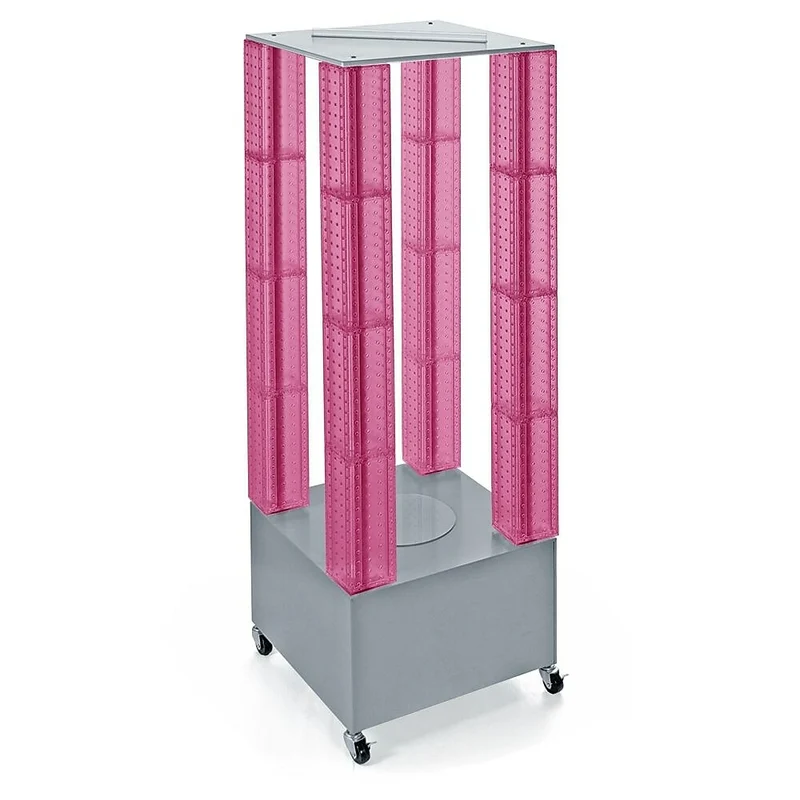 Azar Displays – Présentoir de plancher à tours multiples à panneaux perforés, rose (700228-PNK)