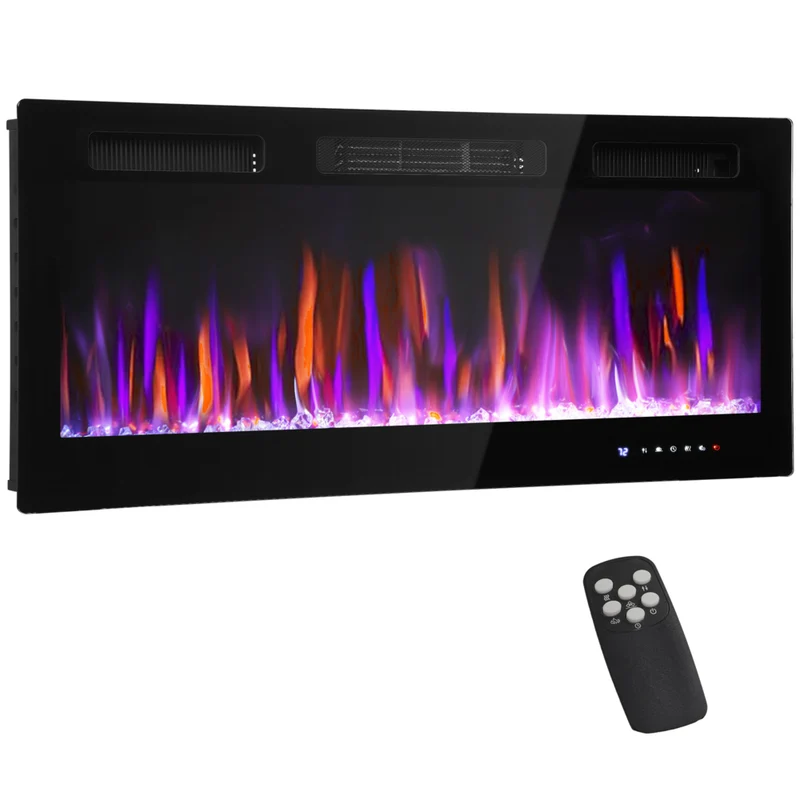 HOMCOM - Cheminée électrique murale 42 po avec mode éco - 1500 W