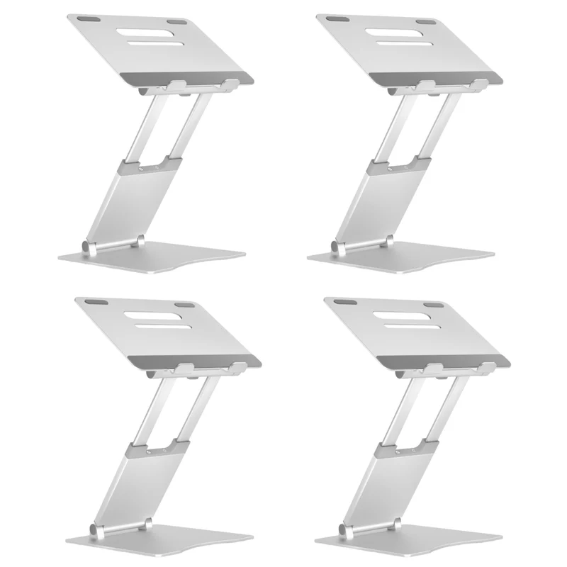 ShoppingAll - Support Ergonomique Réglable en Hauteur pour Ordinateur Portable - Argent - Paquet de 4
