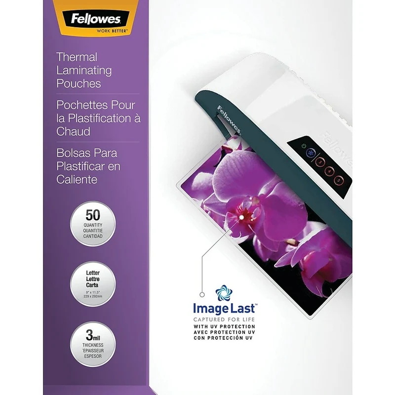 Fellowes ImageLast Laminating Pouches - Letter - 3 mil - 50 Pack (52225)