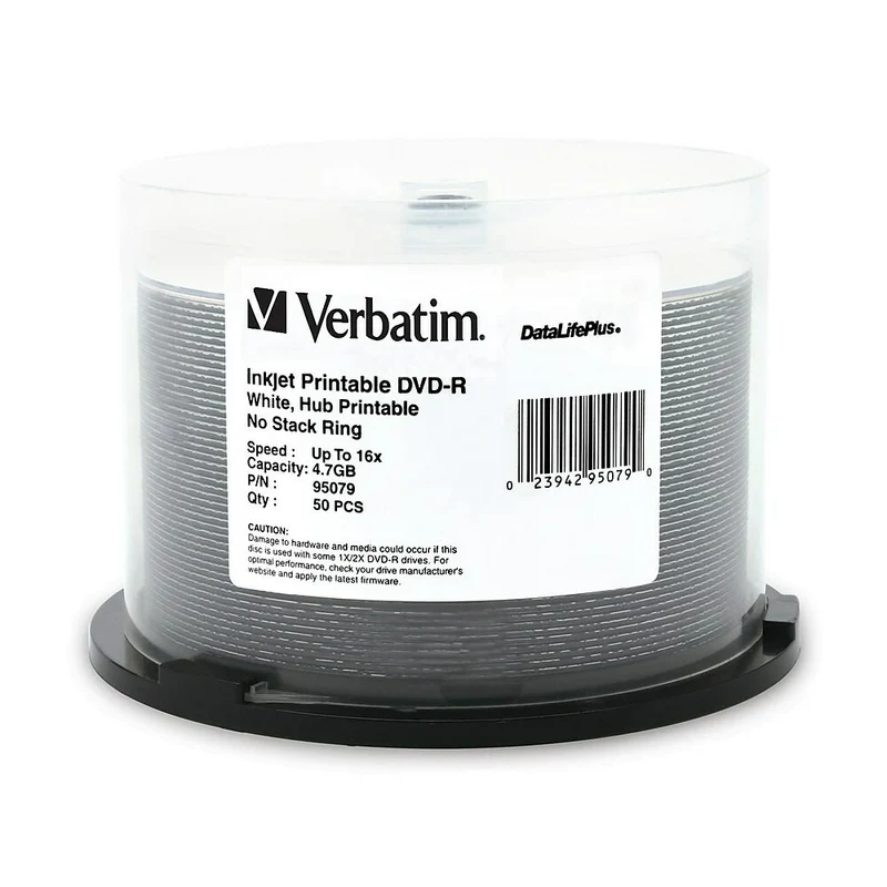 Verbatim Datalifeplus DVD Recordable Media Spindle, DVD-R, 16X, 4.70GB, 50 Pack
