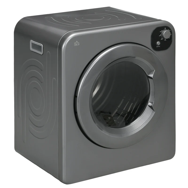 HOMCOM Portable 3.22 cu ft Compact Laundry Dryer - 1300 W - Grey