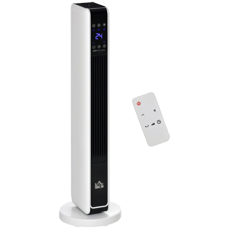 HOMCOM 750 W/1500 W Ceramic Tower Heater with 65 Degree Oscillation