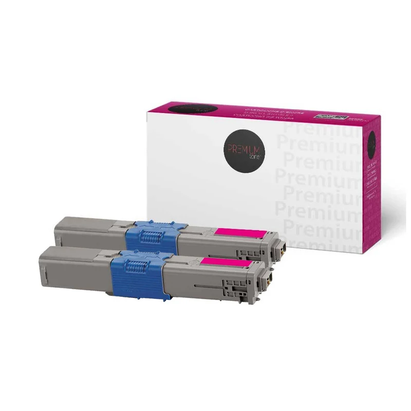 Premium Tone - Okidata 44469702 Toner compatible - Magenta - Paquet de 2
