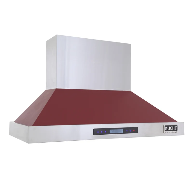 KUCHT KRH4815-R 48 po Hotte murale professionnelle - 1200 CFM - Acier inoxydable/Rouge