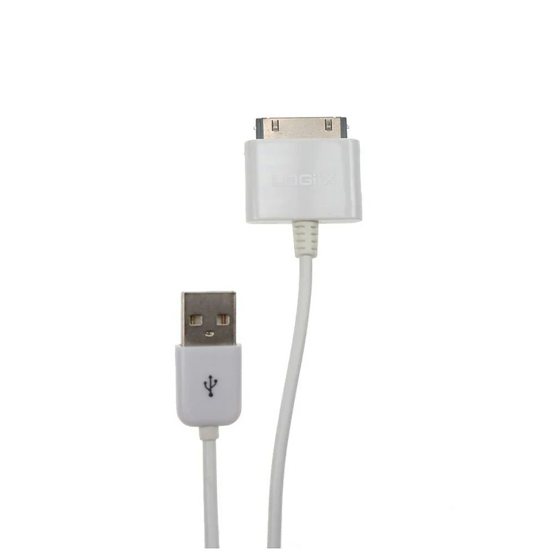 Logiix Sync and Charge Cable, 30-Pin, Connector to USB, 1 Meter, White, LGX-10125