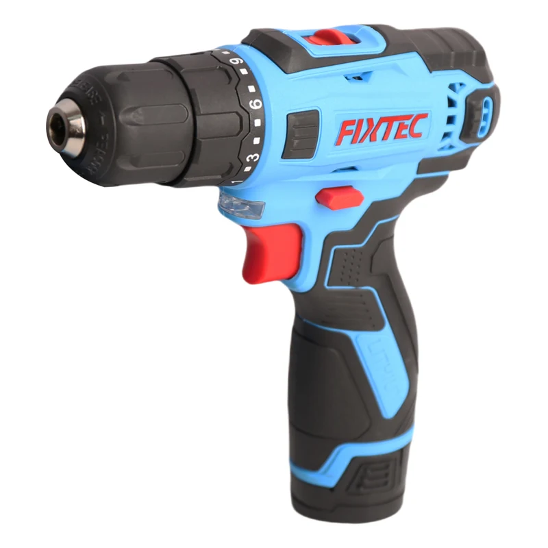 Fixtec 12V Cordless Drill 60-Piece Kit with Battery and Charger