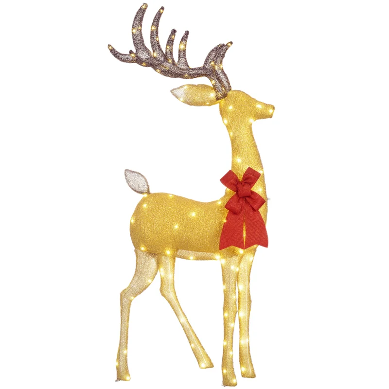 Outsunny - Décoration de Noël renne lumineux avec 137 lumières LED - Doré