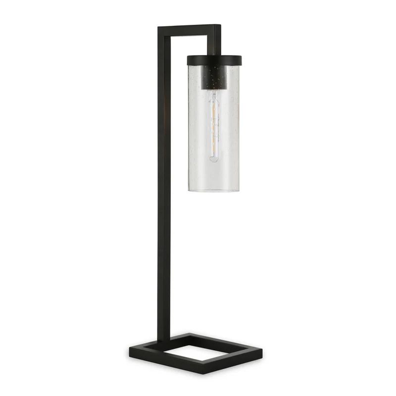 Hudson&Canal - Lampe de table Malva de 66 cm de haut avec abat-jour en verre, - Bronze noirci/grainé