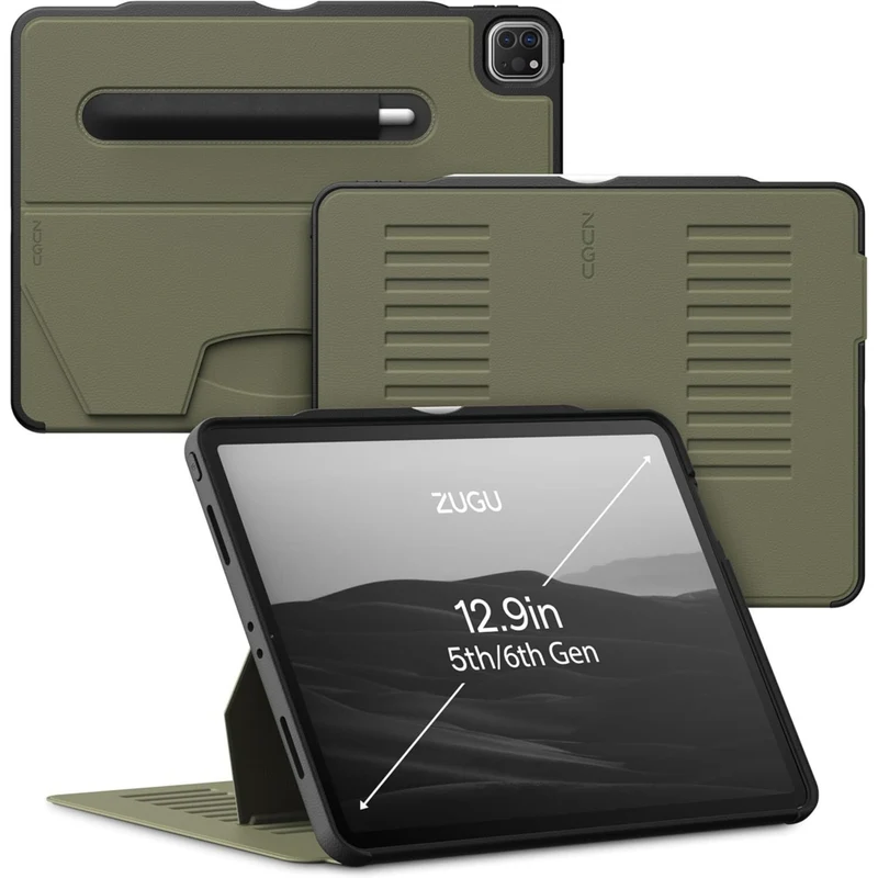 Zugu - Étui pour iPad Pro 12,9 po 2021/2022 - Édition Limitée - Vert Olive