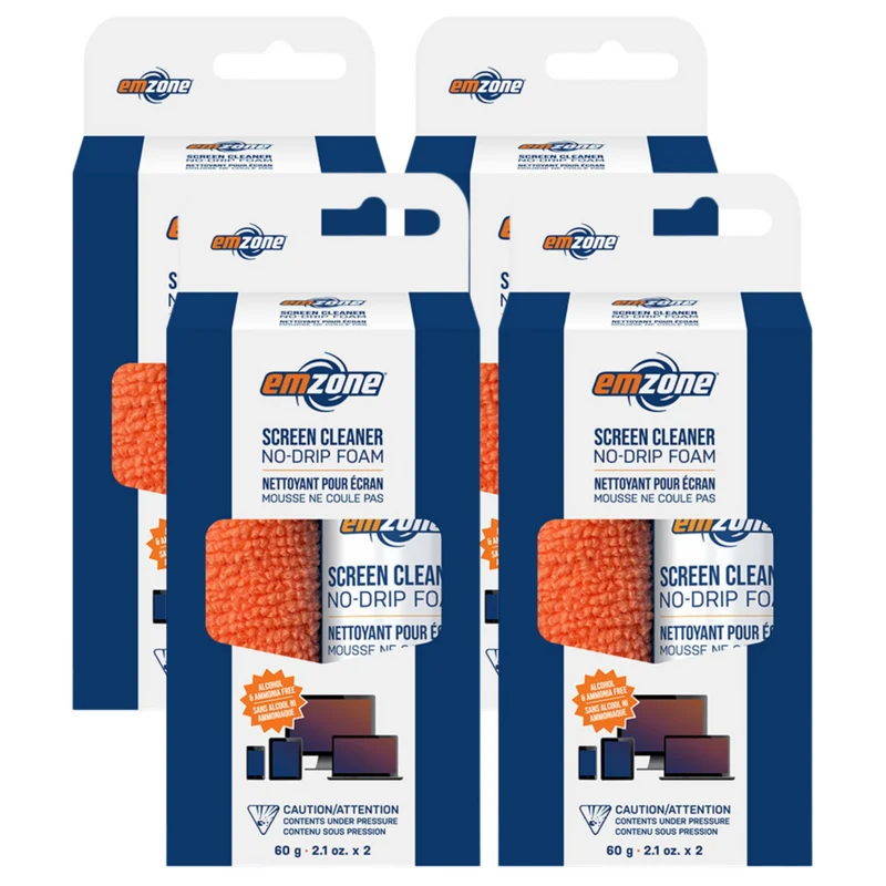 Emzone - Screen Cleaner No Drip Foam - 60 mg - 4 Pack
