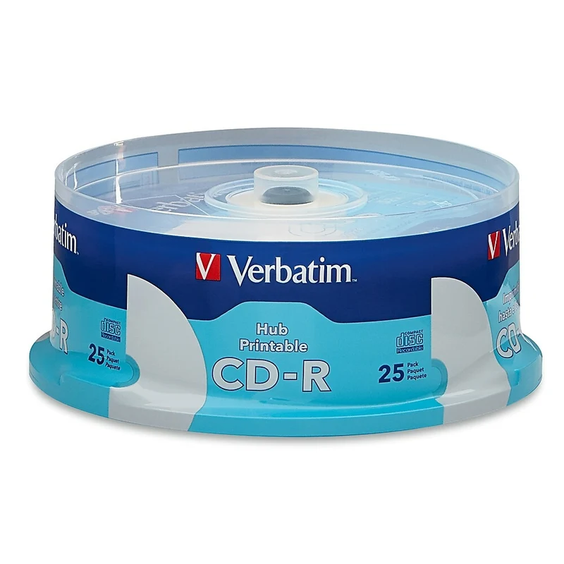 Verbatim CD-R 52x 700MB/80min, White Printable, 25 Pack