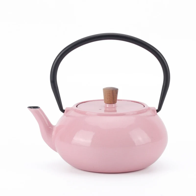 Minimal Enamelled Cast Iron Teapot - Classic Pink - 0.6 L