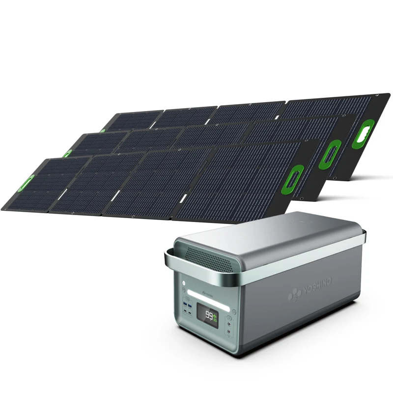 Yoshino Solid-State Portable 4,000W Solar Generator with 3x200W Portable Solar Panels