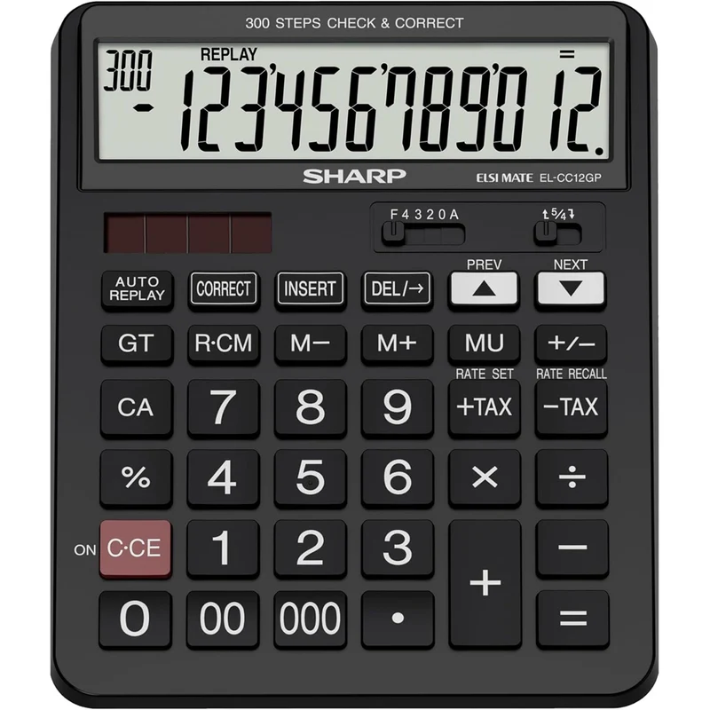 Sharp - Calculatrice de bureau à écran LCD incliné à 12 chiffres - Noir