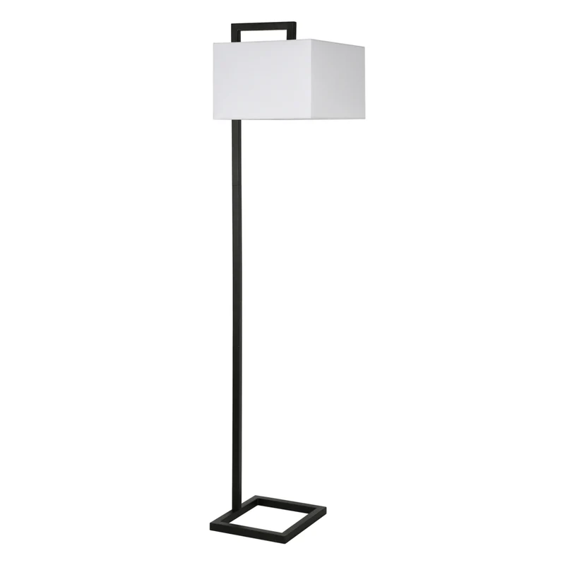 Hudson&Canal - Lampadaire Greyson de 172 cm de haut avec abat-jour en tissu - Bronze noirci/blanc