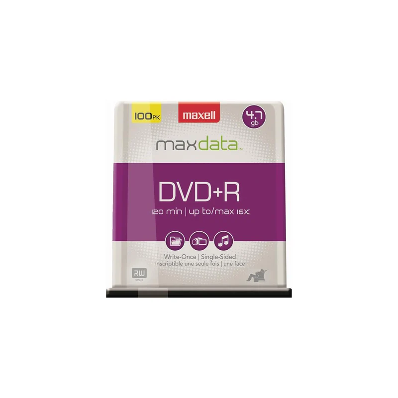 Maxell Recordable DVD+R Media - 4.7 GB - 100 Pack